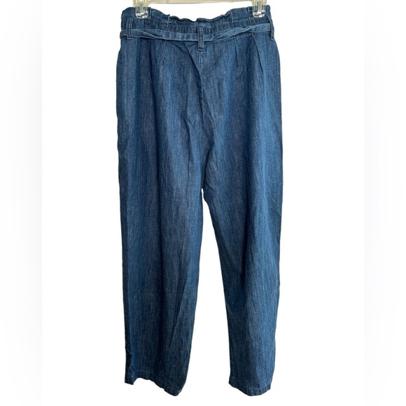 J. Crew Re-imagined Paper Bag Pants in Chambray Sz 6 Hemp Cotton Blend Cropped - Picture 7 of 16